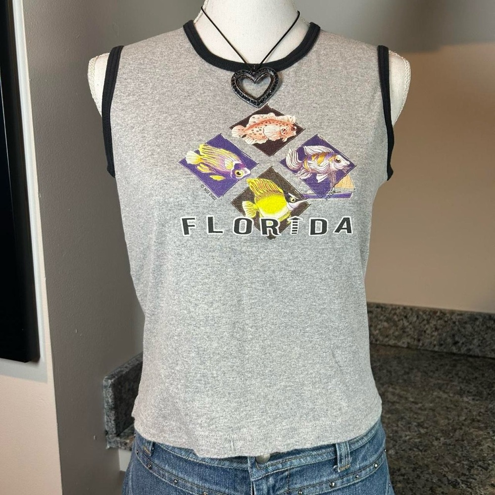 Y2K 2002 Hard Rock Cafe Florida Fishes Medium Grey Tank Top